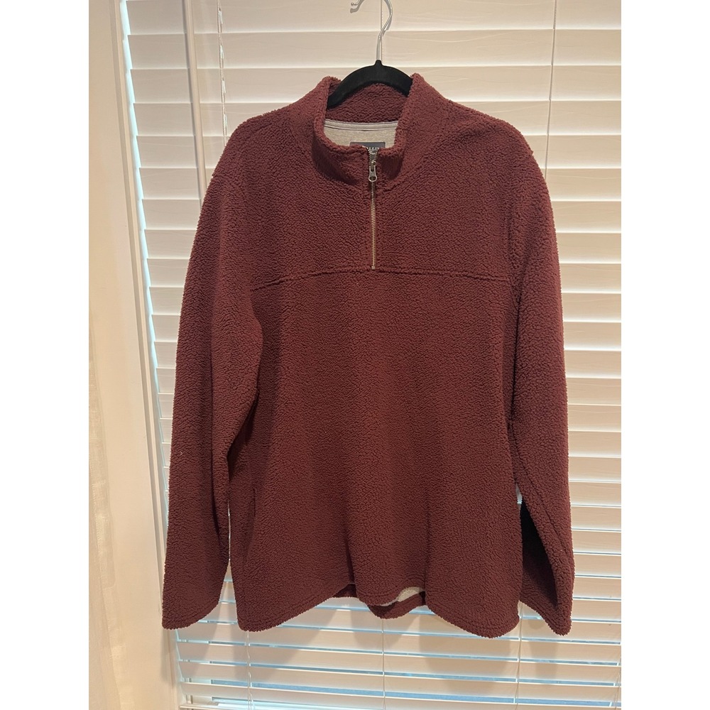 Wallin Bros Fleece Pullover Quarter Zip Cozy‎ Warm Sweater Burgundy XXL